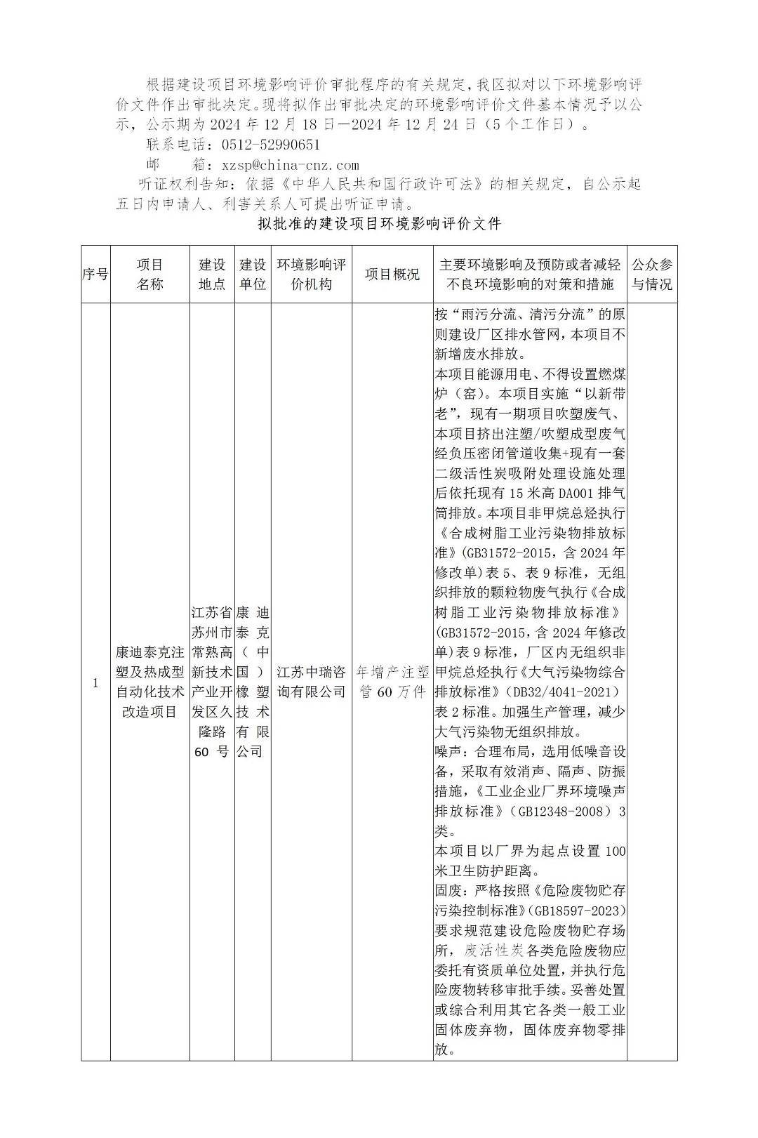 2024年12月18日常熟高新技术产业开发区关于拟作出审批决定的环境影响评价文件公示（康迪泰克）_01.jpg