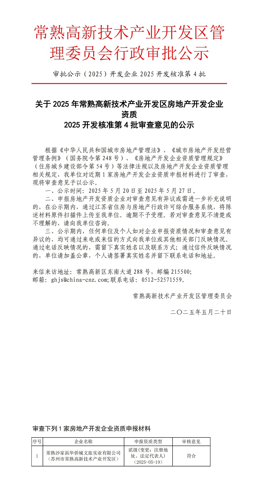 关于2025年常熟高新技术产业开发区房地产开发企业资质2025开发核准第4批审查意见的公示_00.jpg