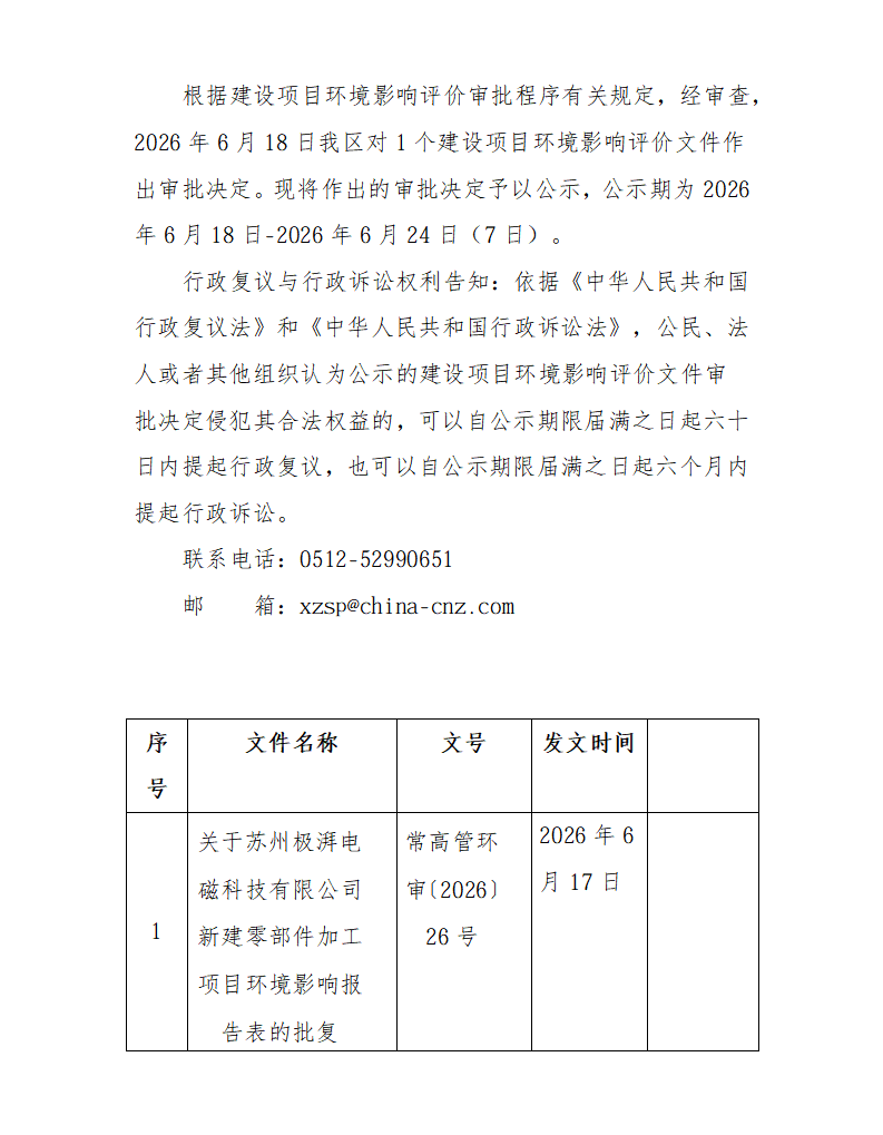 2026年6月18日常熟高新技术产业开发区极湃项目环境影响报告书（表）的批复_01.png
